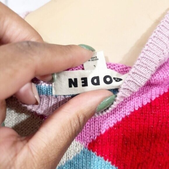 Boden Colorful Argyle Sweater • Size L • Preppy Color‑Block Knit - Picture 9 of 12